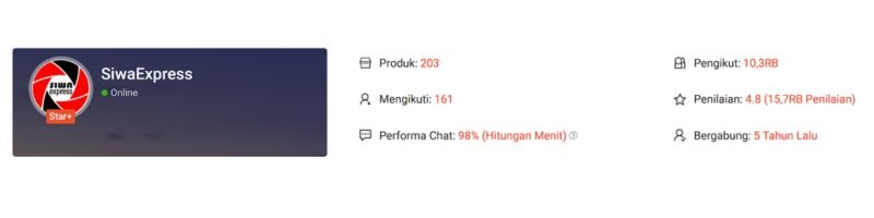 Rating dan profil toko SiwaExpress di Shopee