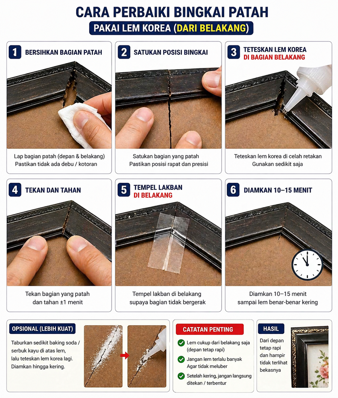 Cara Memperbaiki Frame Bingkai Foto Fiber yang Patah atau Lepas di Bagian Sudut