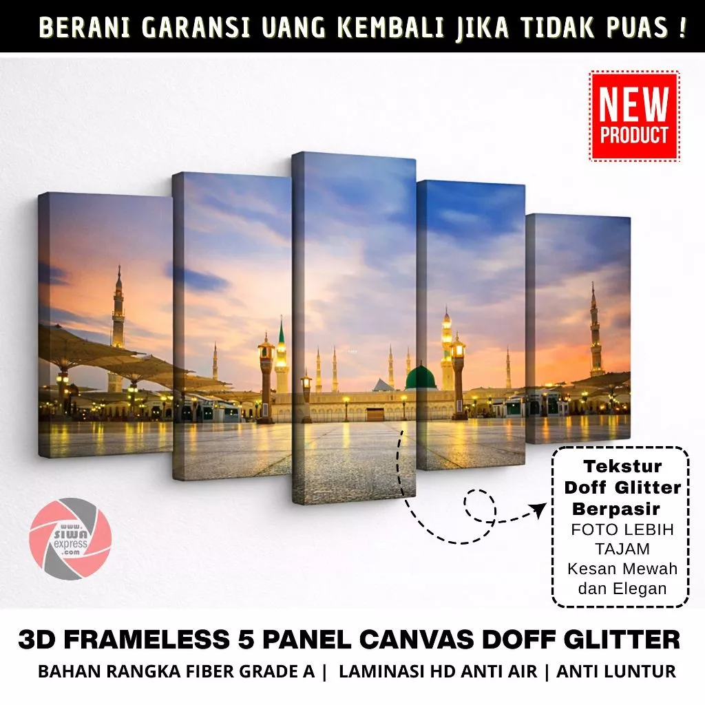 canvas 5 panel, 3d frameless canvas, dekorasi dinding minimalis