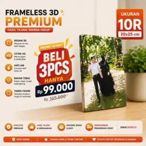 Cetak Foto BOX FRAMELESS 3D PREMIUM | Ukuran 10R | Kualitas HD Tajam & Tahan Lama