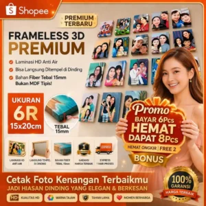 Frameless Foto 3D Premium 6R Siwa Express Anti Air dan Anti Rayap