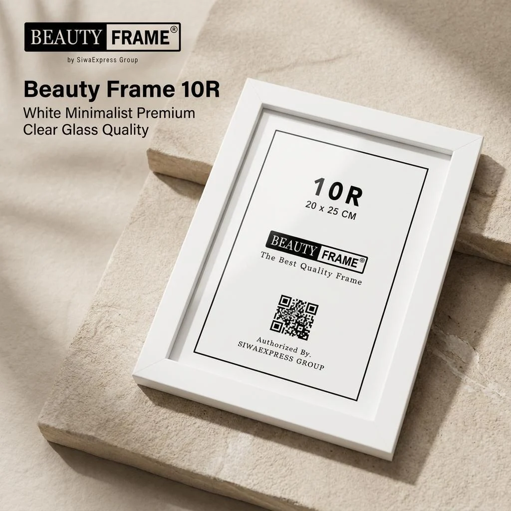 Beauty Frame 10R Motif Minimalis Putih Pigura Bingkai Foto | Premium Photo Frame White Minimalist