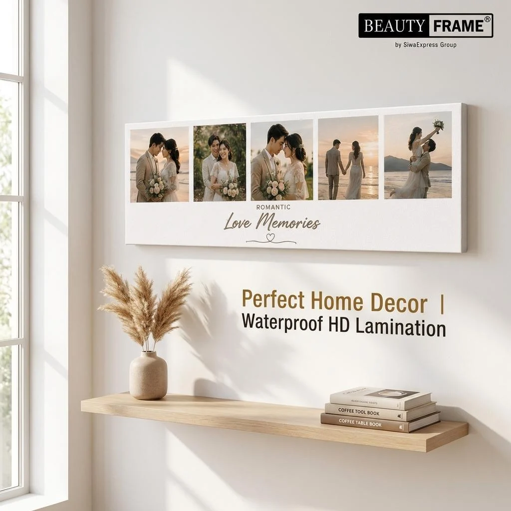 Custom Foto Polaroid Strip Premium 3D 15x50cm | Bingkai Foto Tempel Dinding Tanpa Paku | Free Desain