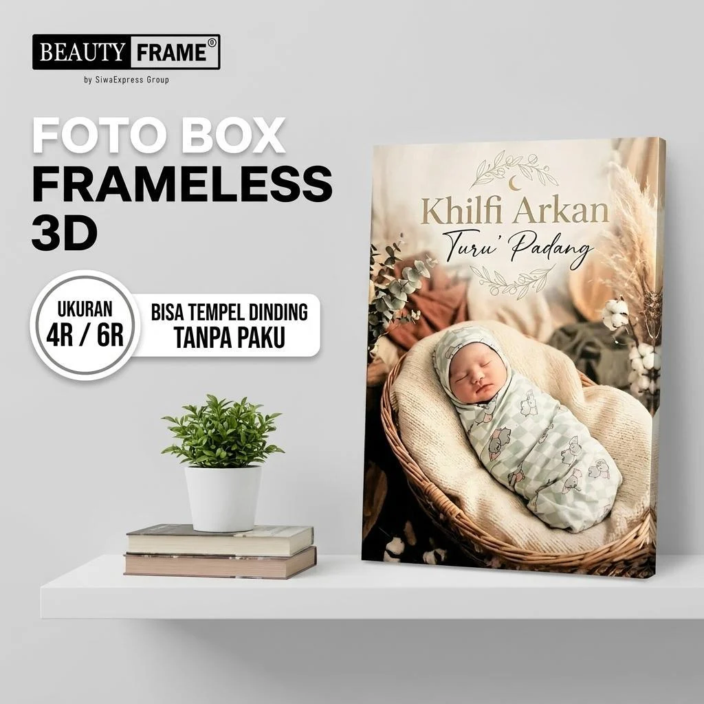 FOTO BOX FRAMELESS 3D | UKURAN 4R / 6R | BISA TEMPEL DINDING TANPA PAKU | COCOK HADIAH KADO